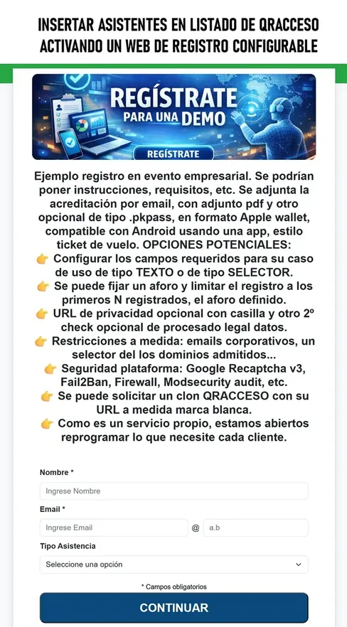 Registro de asistentes con QR