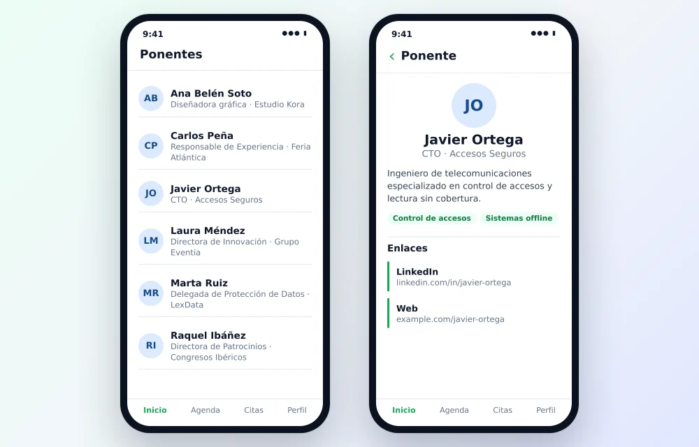 Listado y ficha de ponentes